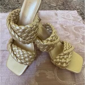 Elegant Gold Braided Women's Sandals